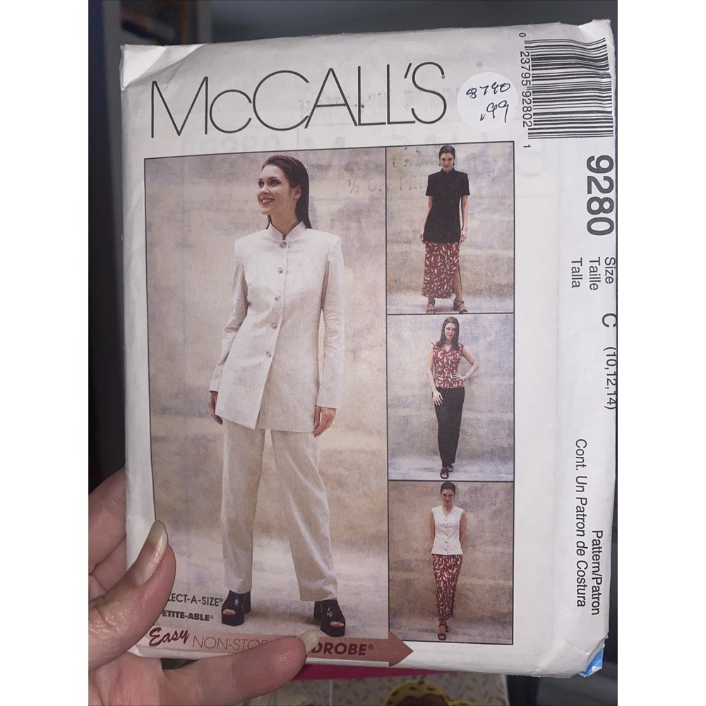 Vintage 1998 McCalls Sewing Pattern 9280 Jacket Top Pants Skirt Size 10-14 Uncut